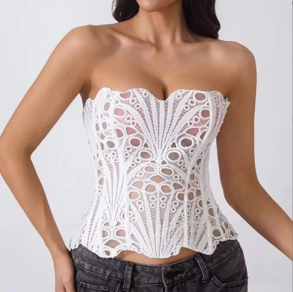 European and American Court Corset Irregular Lace Double Bone-fit Printed Shapewear