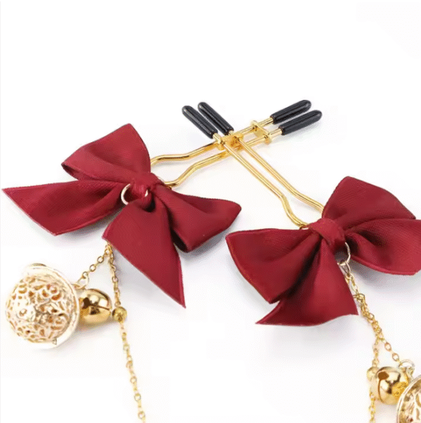 Romantic Bow Nipple Jewelry for Women Sensual Body Jewelry with Chain Bell Sexy Lingerie Decoration for Couples